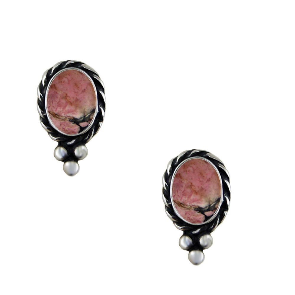Sterling Silver Little Rhodonite Post Stud Earrings